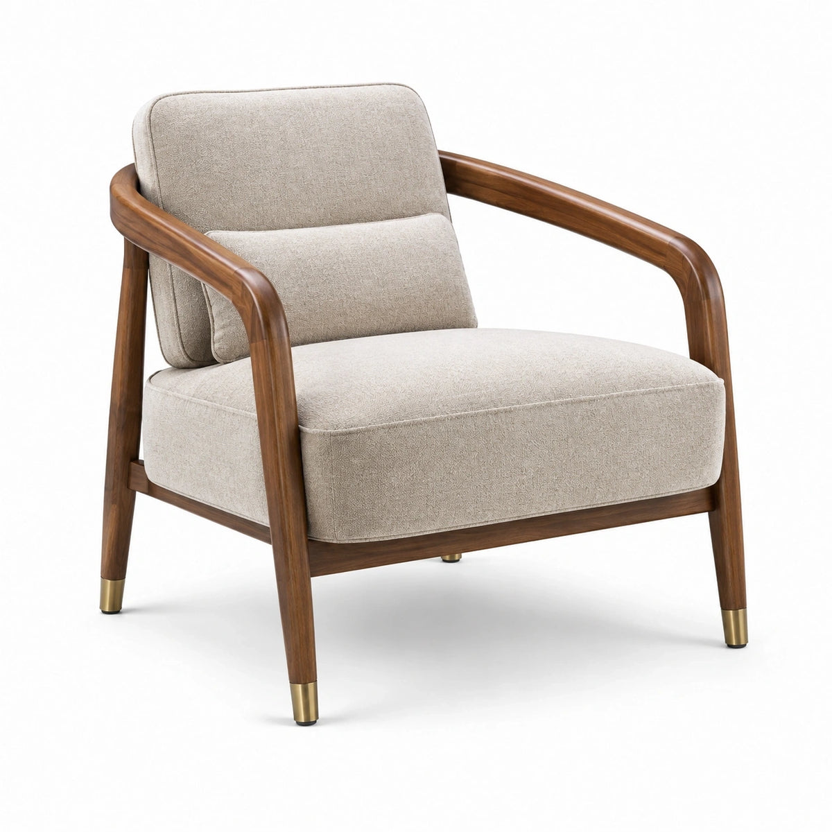 Fauteuil en tissu beige avec structure en bois, dimensions 76x80x82 cm, style contemporain, de la marque Tornavik.