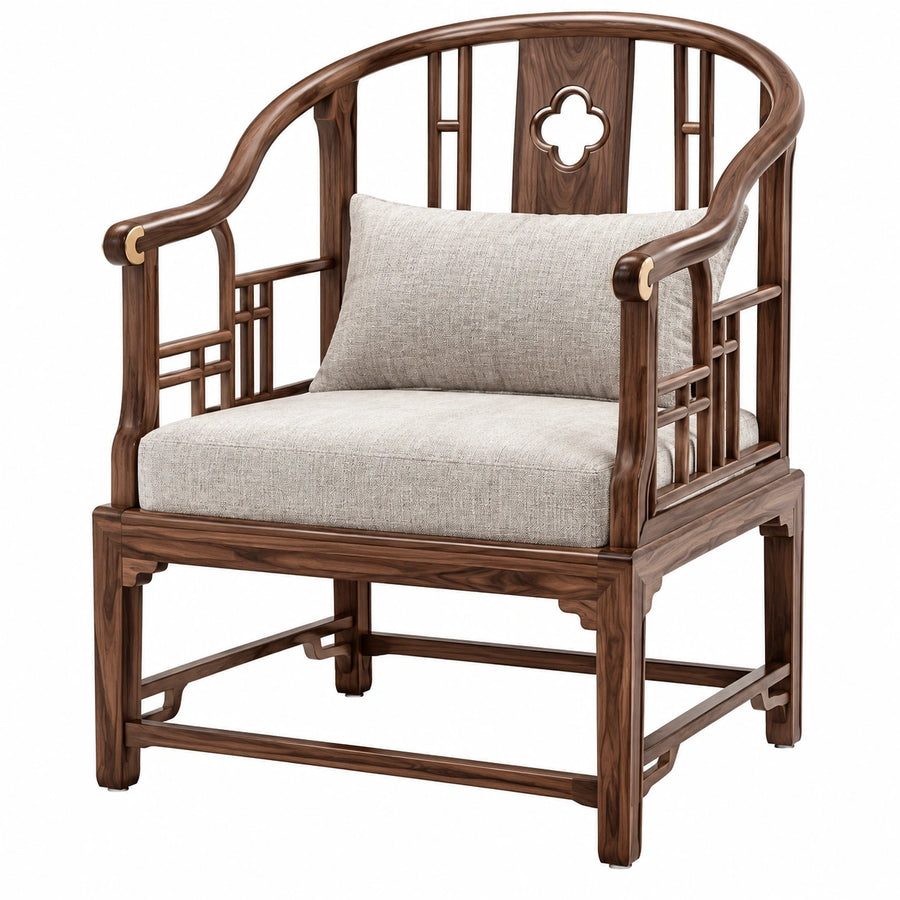 Fauteuil en bois brun Tornavik avec assise en tissu, style classique, dimensions 76x68x102 cm, mobilier élégant et confortable.