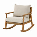 Fauteuil à bascule Tornavik en bois et tissu bouclette beige, style naturel, dimensions 70x90x92 cm.