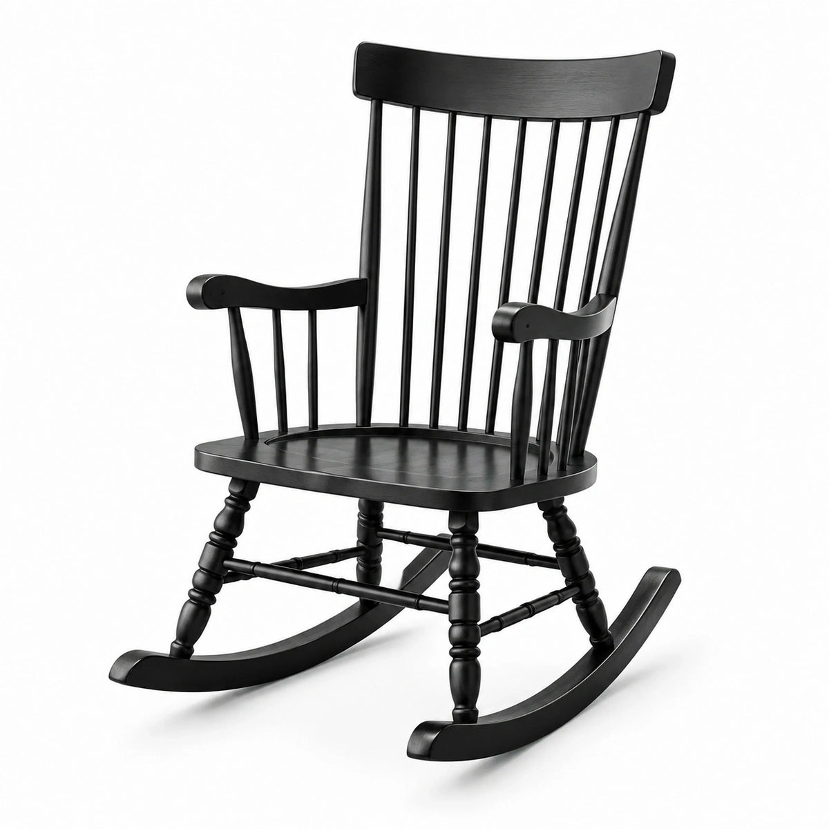 Fauteuil à bascule en bois noir de style traditionnel, dimensions 72x60x110 cm, par Tornavik.