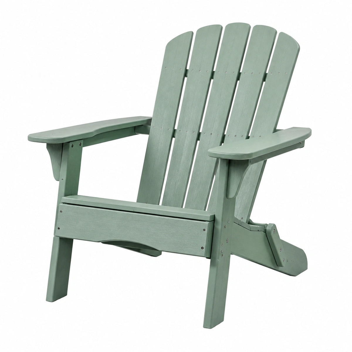 Fauteuil Adirondack Tornavik en résine vert sauge, inclinable, pour extérieur, dimensions 80x75x98 cm.