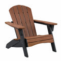 Fauteuil Adirondack Tornavik en matériau synthétique brun noir, dimensions 98x80x95 cm, dossier incliné pour jardin.