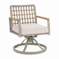 Fauteuil de jardin pivotant Tornavik en aluminium et corde beige, dimensions 80x76x91 cm, pour extérieur.