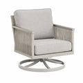 Fauteuil de jardin pivotant en aluminium et corde tressée gris, dimensions 75x85x90 cm, par Tornavik.